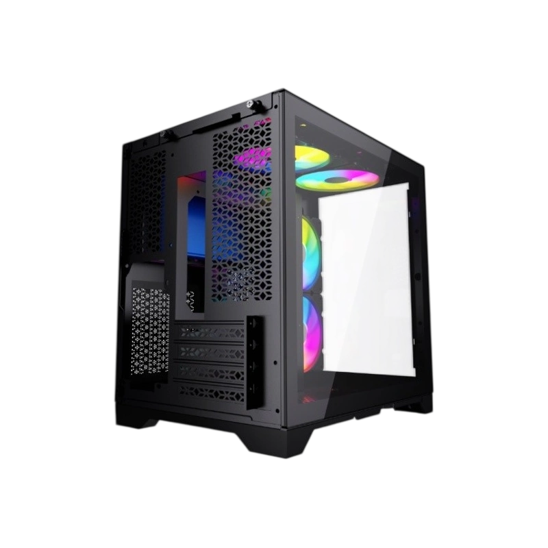 Компьютерный корпус Powercase VISION Micro Black TG 120mm 5-color fan Black mATX (CVBM-L4)