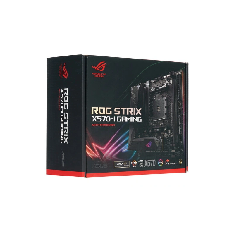Материнская плата ASUS ROG STRIX X570-I GAMING 4 x кабель SATA, антенна Wi-Fi, диск с ПО, документация, задняя планка, удлинитель для ARGB