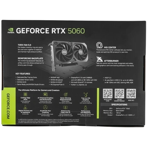 Видеокарта MSI (G5060-8S2CM) GeForce RTX 5060 8G SHADOW 2X OC MAX