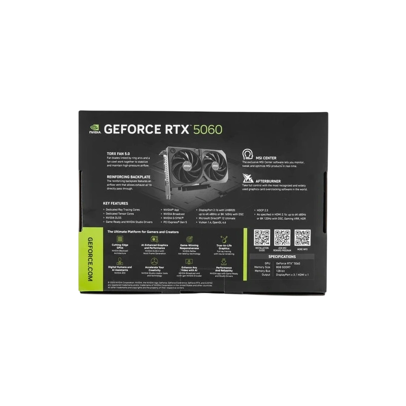 Видеокарта MSI (G5060-8S2CM) GeForce RTX 5060 8G SHADOW 2X OC MAX