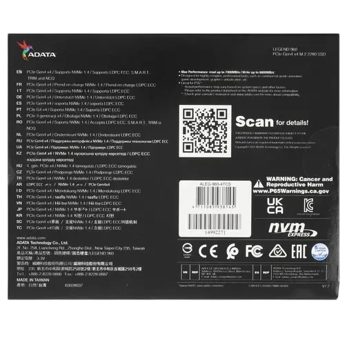 Твердотельный накопитель ADATA XPG 4000 Gb LEGEND 960 (ALEG-960-4TCS) BOX
