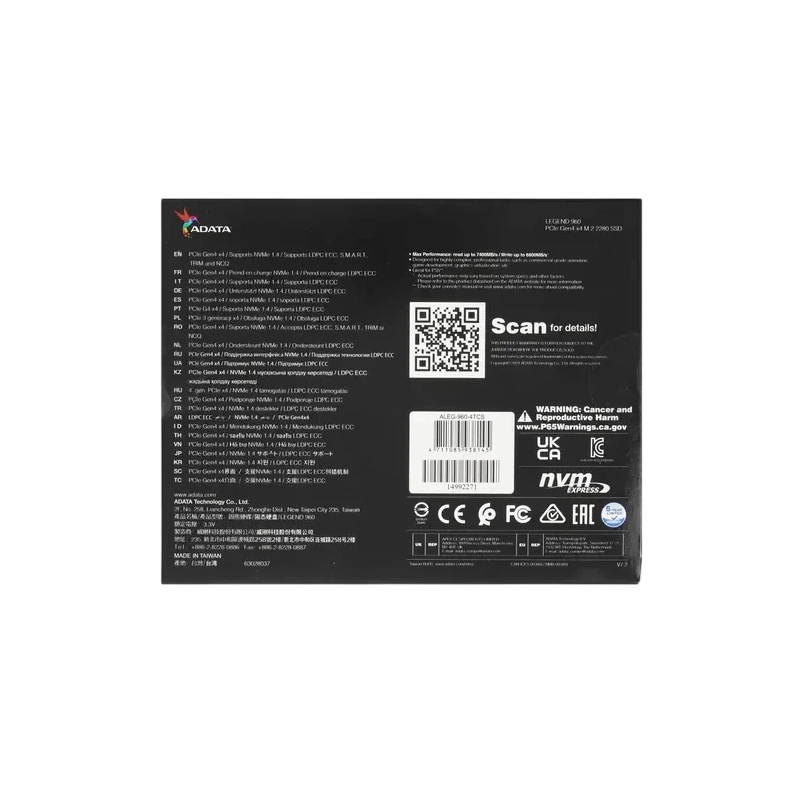 Твердотельный накопитель ADATA XPG 4000 Gb LEGEND 960 (ALEG-960-4TCS) BOX