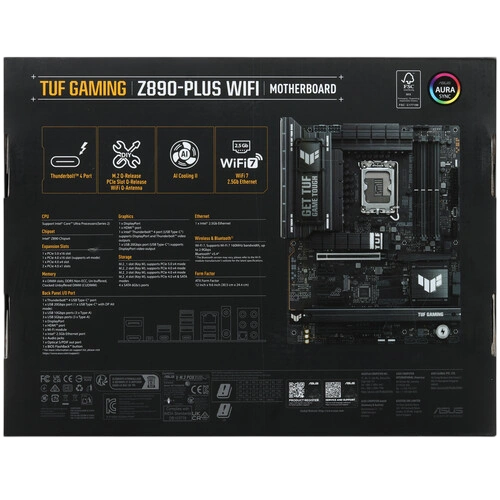 Материнская плата ASUS TUF GAMING Z890-PLUS WIFI (90MB1IQ0-M0EAY0) 2 x кабель SATA, антенна WiFi, документация, комплект наклеек