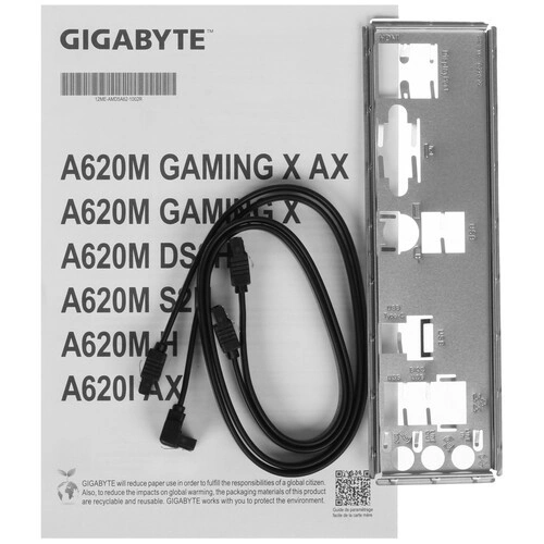 Материнская плата Gigabyte A620M DS3H x кабель SATA, документация, задняя планка