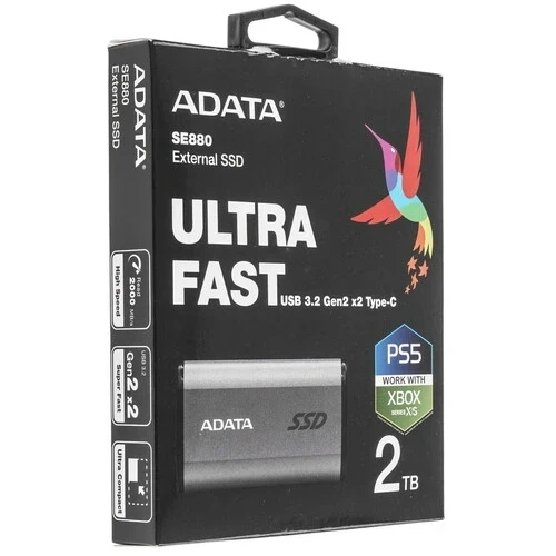 Внешний SSD ADATA XPG 2000 Gb SE880 Elite Titanium Grey External (AELI-SE880-2TCGY) BOX