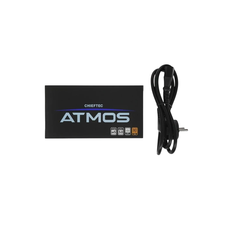 Блок питания Chieftec 850W Atmos Black (CPX-850FC) 16 Pin (PCIe 5.0 Connector Cable Details) документация, кабельные стяжки, комплект кабелей