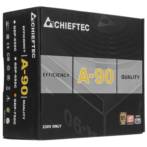 Блок питания Chieftec 750W A-90 (GDP-750C) документация, комплект кабелей, комплект крепежа