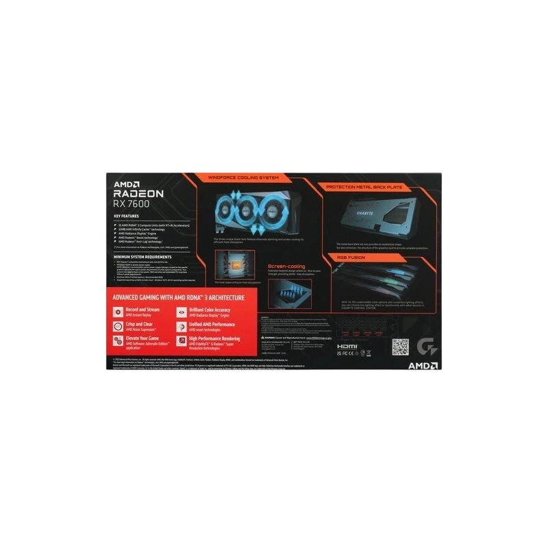 Видеокарта Gigabyte (GV-R76GAMING OC-8GD 1.1) Radeon RX 7600 8GB GAMING OC