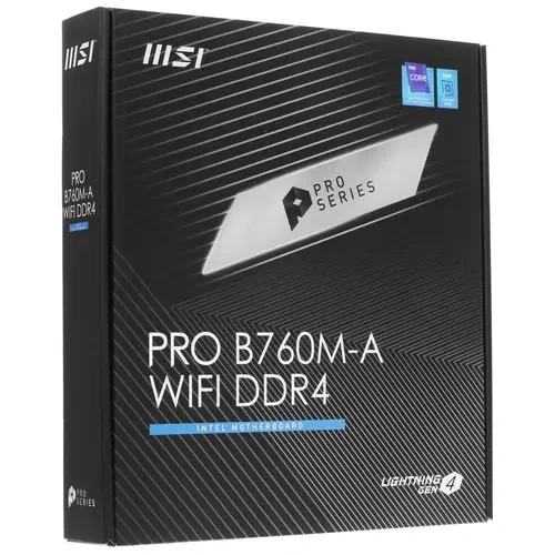 Материнская плата MSI PRO B760M-A WIFI DDR4 антенна Wi-Fi, документация, задняя планка, кабель SATA, крепеж для разъема M.2