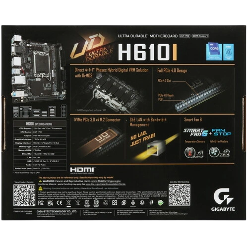 Материнская плата Gigabyte H610I документация, задняя планка