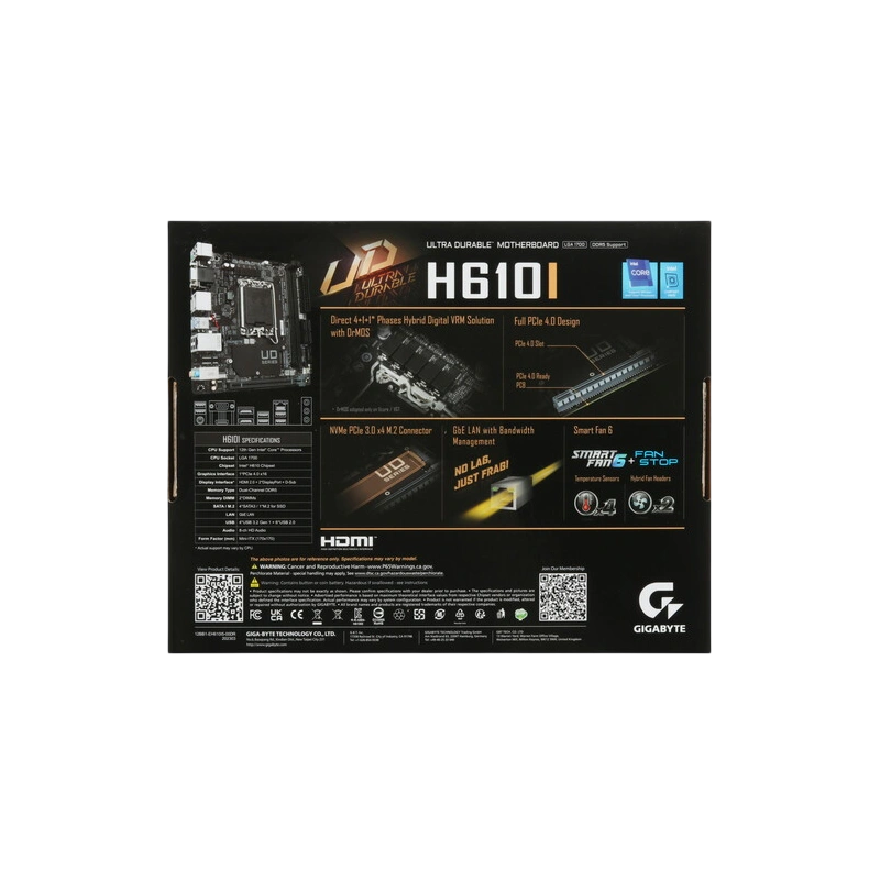 Материнская плата Gigabyte H610I документация, задняя планка