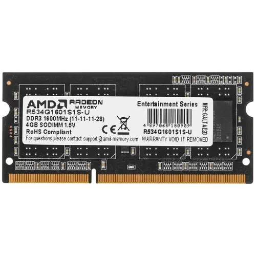 Оперативная память 4 Gb 1600 MHz AMD R5 ENTERTAINMENT SERIES Black (R534G1601S1S-U)