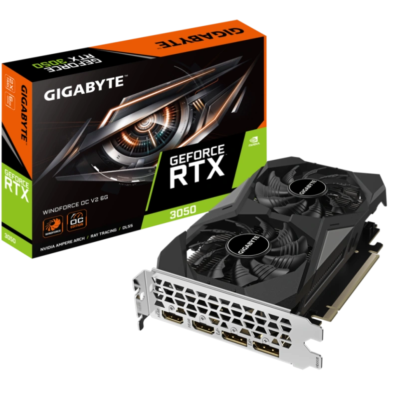 Видеокарта Gigabyte (GV-N3050WF2OCV2-6GD) GeForce RTX 3050 6GB WINDFORCE V2 OC