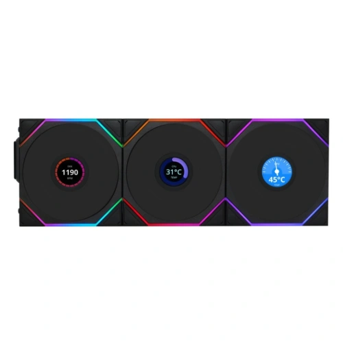 Комплект вентиляторов для корпуса Lian Li UNI FAN TL WIRELESS LCD 120 Reverse Blade Black (G99.12RTLLCD1W3B.R0)