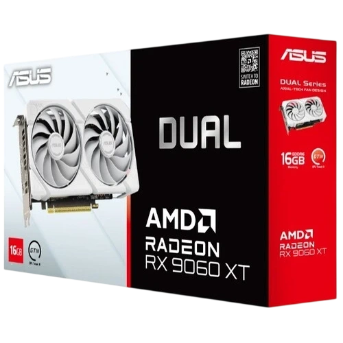 Видеокарта ASUS (DUAL-RX9060XT-16G-WHITE) Radeon RX 9060 XT 16GB DUAL WHITE (90YV0LG3-M0NA00)