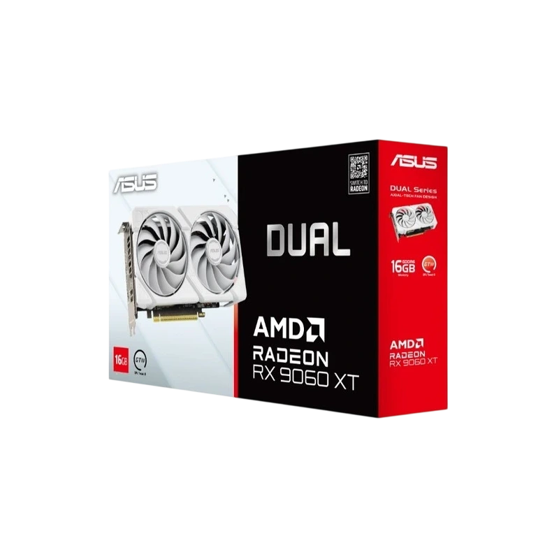 Видеокарта ASUS (DUAL-RX9060XT-16G-WHITE) Radeon RX 9060 XT 16GB DUAL WHITE (90YV0LG3-M0NA00)