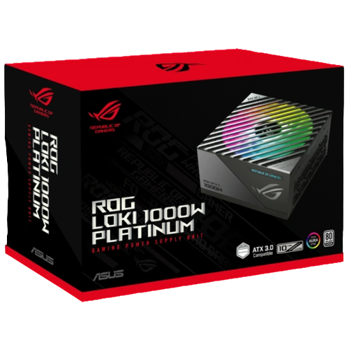 Блок питания ASUS 1000W ROG-LOKI-1000P-SFX-LGAMING (90YE00N1-B0NA00) адаптер SFX-ATX, документация, кабель синхронизации RGB-подсветки, комплект кабелей