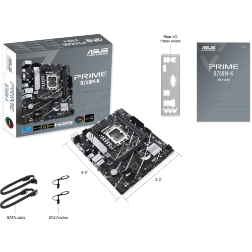 Материнская плата ASUS PRIME B760M-K (90MB1FI0-M1EAY0) 2 x кабель SATA, документация, задняя планка