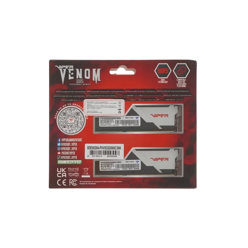 Оперативная память 32 Gb 5600 MHz PATRIOT VIPER VENOM (PVV532G560C36K)