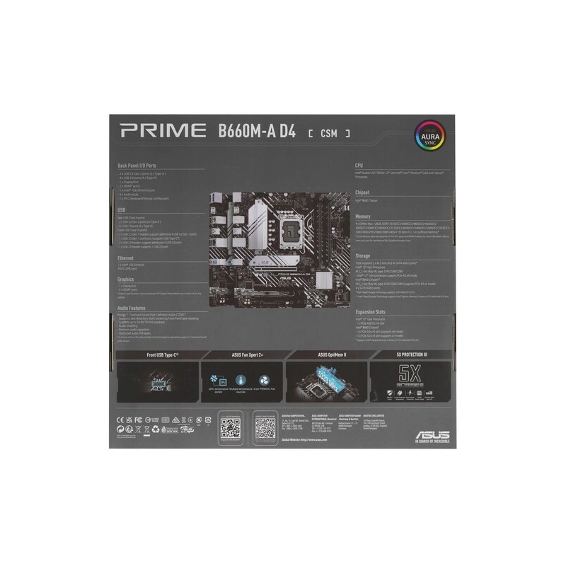 Материнская плата ASUS PRIME B660M-A D4-CSM (90MB19K0-M1EAYC)