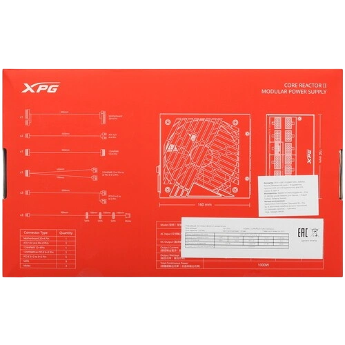 Блок питания ADATA XPG 1000W CORE REACTOR II 1000 (COREREACTORII1000G-BKCEU) 16 Pin (PCIe 5.0 Connector Cable Details)