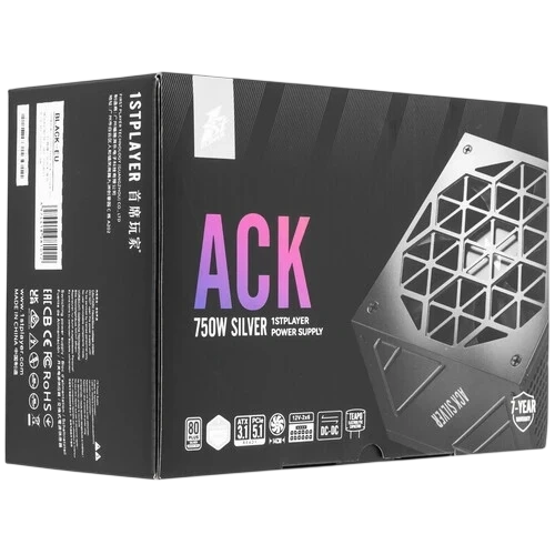 Блок питания 1STPLAYER 750W ACK SILVER Black (HA-750BA7-BK) 16 Pin (PCIe 5.0 Connector Cable Details)