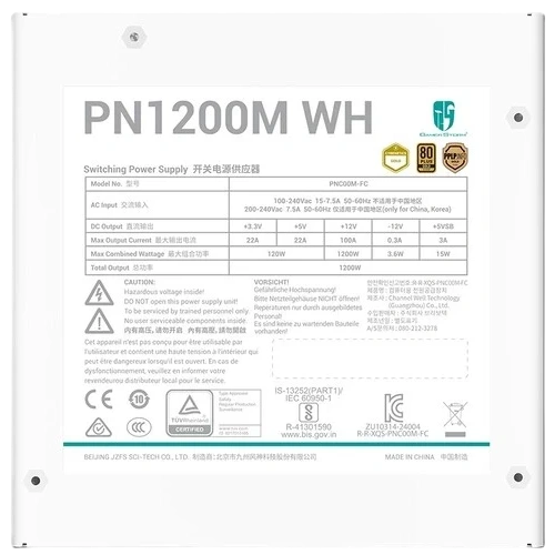 Блок питания Deepcool 1200W GAMERSTORM PN1200M WH 16 Pin (PCIe 5.0 Connector Cable Details)