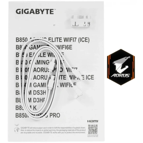 Материнская плата Gigabyte B850M AORUS ELITE WIFI6E ICE антенна WiFi, документация