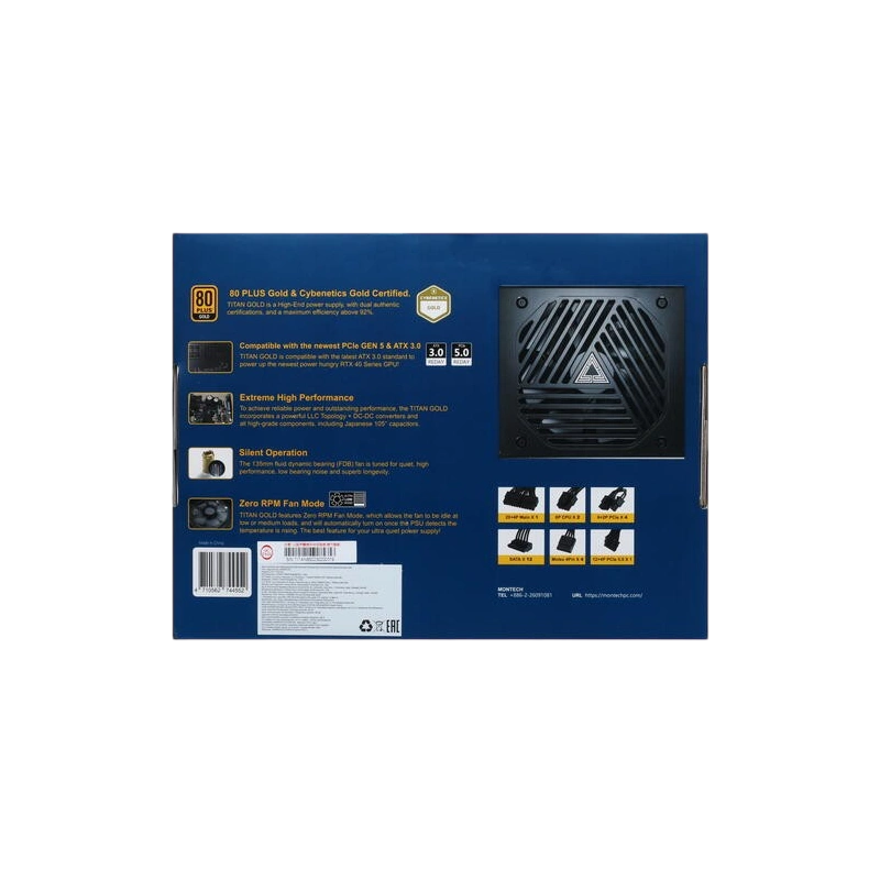 Блок питания Montech 1000W TITAN GOLD Black (TIS0125) 16 Pin (PCIe 5.0 Connector Cable Details)