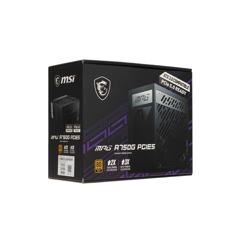 Блок питания MSI 750W MPG A750G (306-7ZP7A11-CE0) 16 Pin (PCIe 5.0 Connector Cable Details) документация, комплект кабелей, чехол