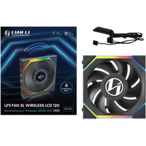 Вентилятор для корпуса Lian Li UNI FAN SL WIRELESS LCD 120 12SLLCD1W1B ARGB Black (G99.12SLLCD1W1B.R0)