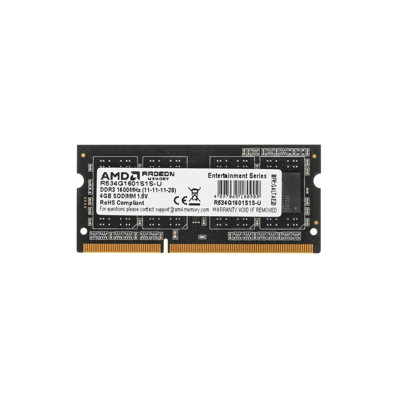 Оперативная память 4 Gb 1600 MHz AMD R5 ENTERTAINMENT SERIES Black (R534G1601S1S-UO)