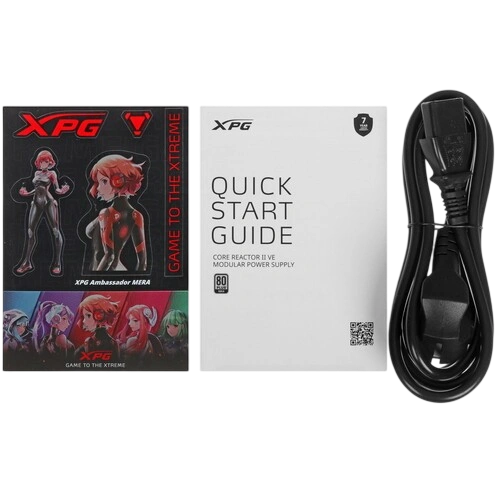 Блок питания ADATA XPG 750W CORE REACTOR II VE 750 (COREREACTORIIVE750G-BKCEU) 16 Pin (PCIe 5.0 Connector Cable Details) документация, комплект кабелей