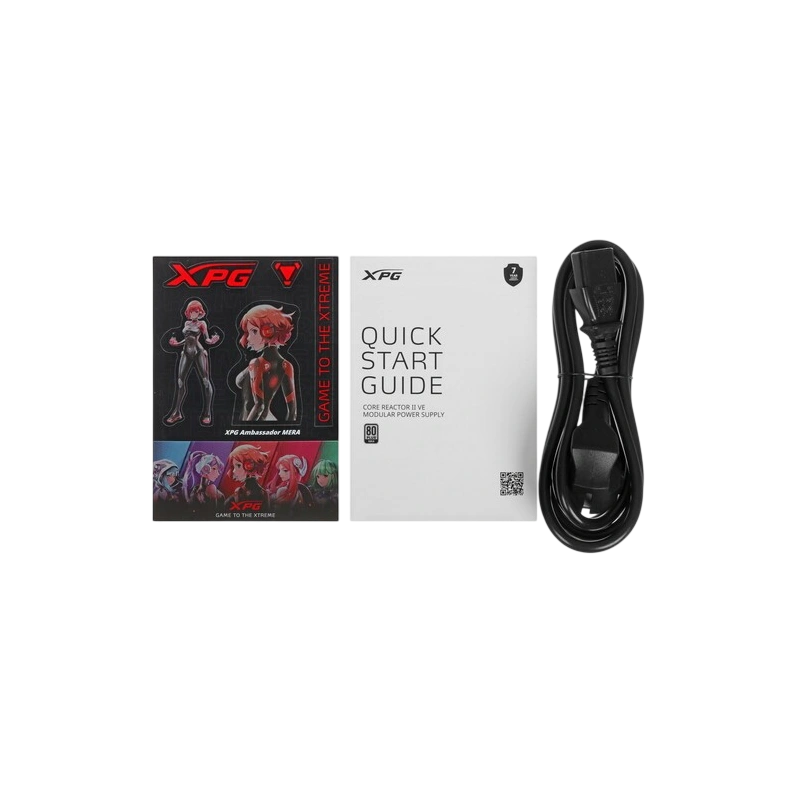 Блок питания ADATA XPG 750W CORE REACTOR II VE 750 (COREREACTORIIVE750G-BKCEU) 16 Pin (PCIe 5.0 Connector Cable Details) документация, комплект кабелей