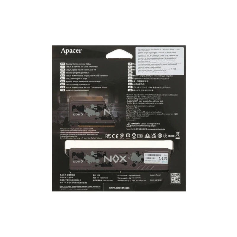 Оперативная память 32 Gb 6000 MHz Apacer NOX OC (AH5U32G60C622MBAA-2)