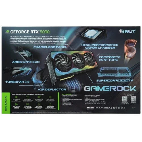 Видеокарта Palit (NE75090S19R5-GB2020G) GeForce RTX 5090 32GB GAMEROCK OC