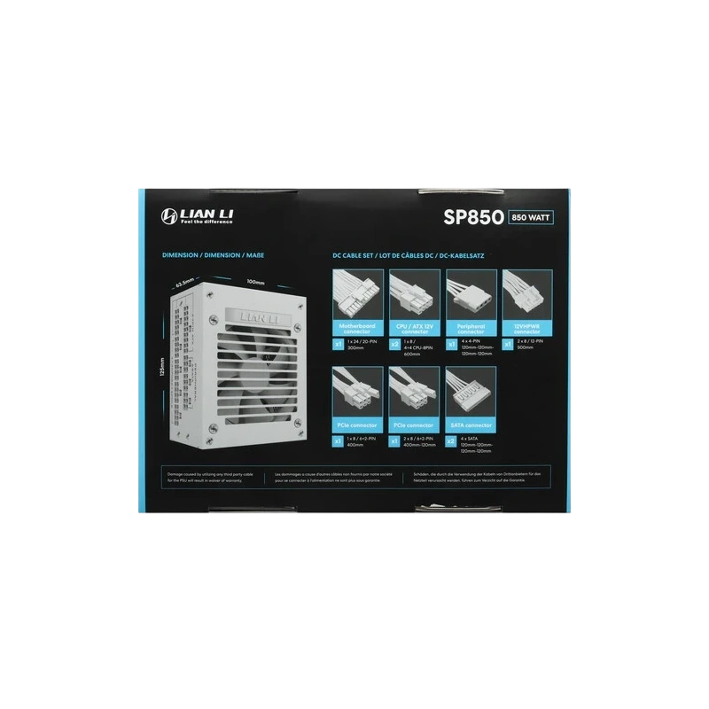 Блок питания Lian Li 850W SP850 White (G89.SP850W.01RU) 16 Pin (PCIe 5.0 Connector Cable Details)