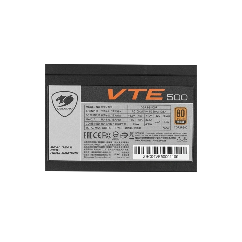 Блок питания COUGAR 500W (VTE500) документация, комплект крепежа