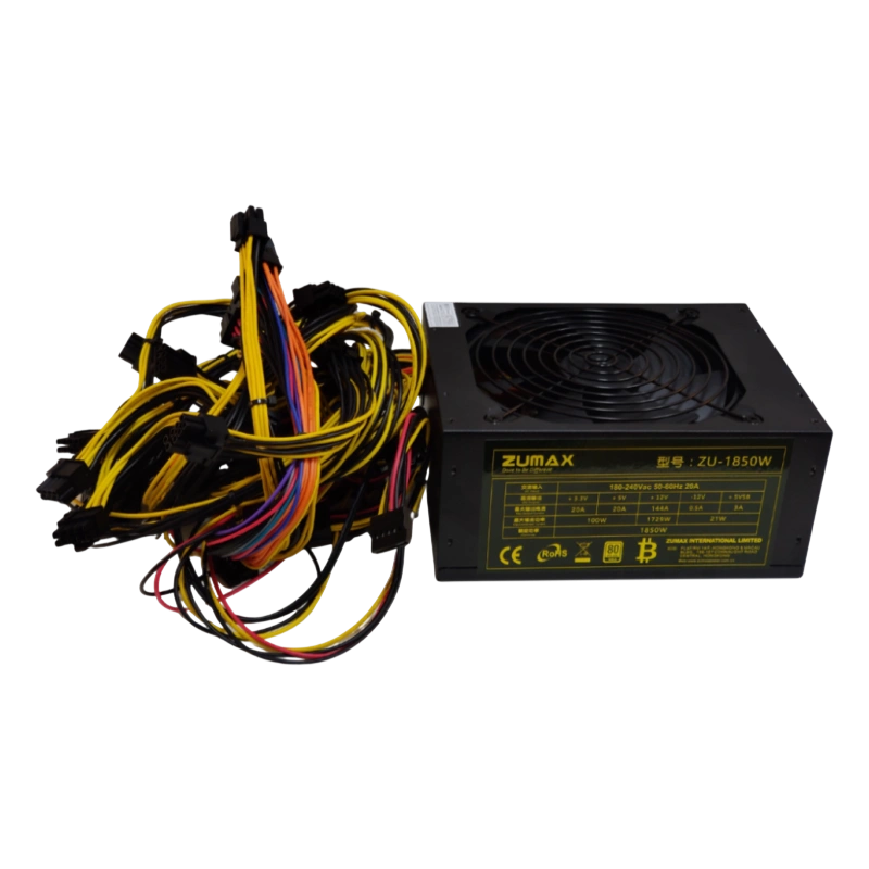 Блок питания ZUMAX 1850W (ZU-1850W) с кабелем питания документация