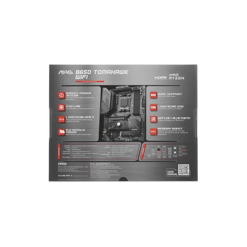 Материнская плата MSI MAG B650 TOMAHAWK WIFI антенна Wi-Fi, документация, кабель SATA, комплект наклеек