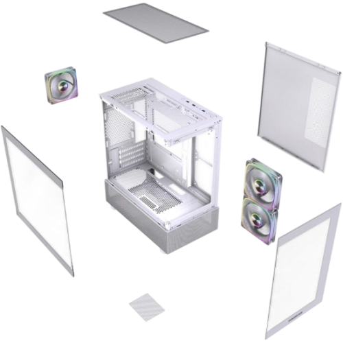 Компьютерный корпус Powercase Vision Micro M2 TG ARGB White (CVMWM2-A3)