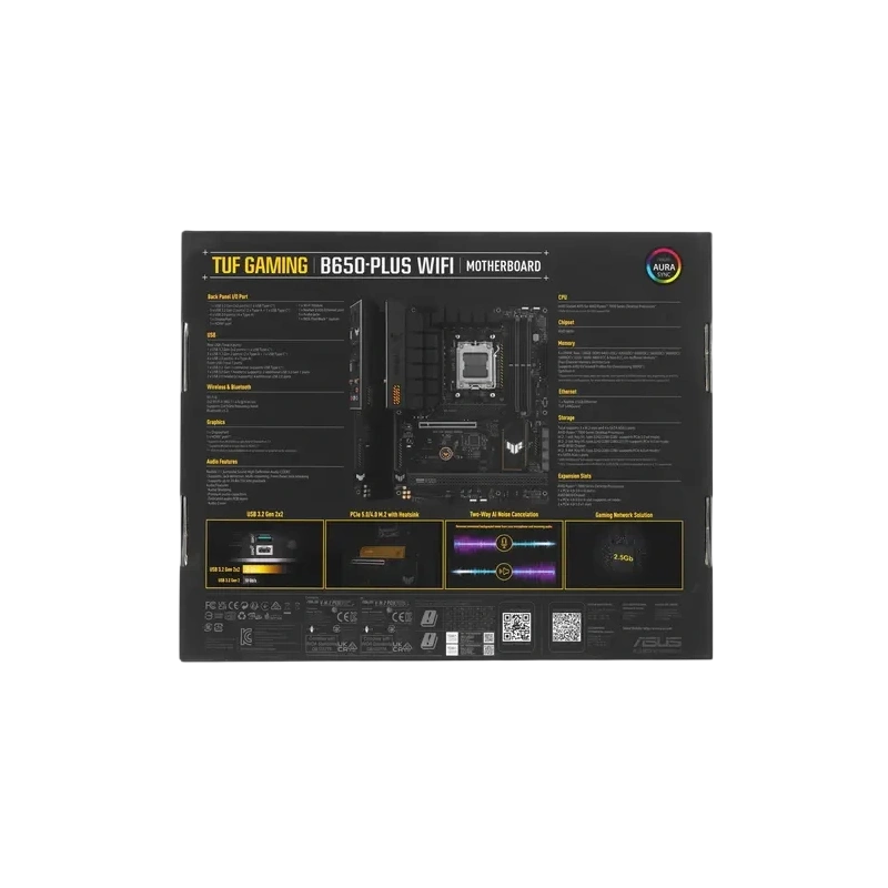 Материнская плата ASUS TUF GAMING B650-PLUS WIFI (90MB1BZ0-M0EAY0) 2 x кабель SATA, антенна Wi-Fi, брелок, документация, комплект наклеек, стяжки для кабелей