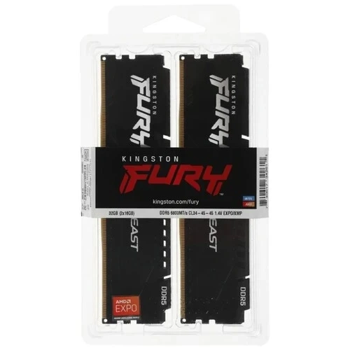 Оперативная память 32 Gb 6800 MHz Kingston FURY Beast Black (KF568C34BBEK2-32)