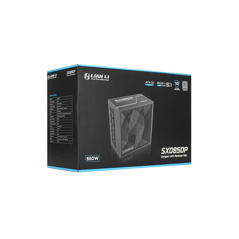 Блок питания Lian Li 850W SX0850P Black (G9P.SX0850P.B000.RU) 16 Pin (PCIe 5.1 Connector Cable Details) документация, кабельные стяжки, комплект кабелей, комплект крепежа