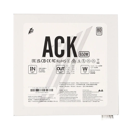 Блок питания 1STPLAYER 650W ACK STANDARD White (HA-650AC1-WH)