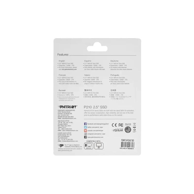 Твердотельный накопитель Patriot 1000 Gb P210 (P210S1TB25) BOX