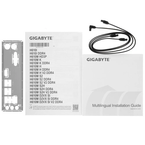 Материнская плата Gigabyte H610M H 2 x кабель SATA, документация, задняя планка