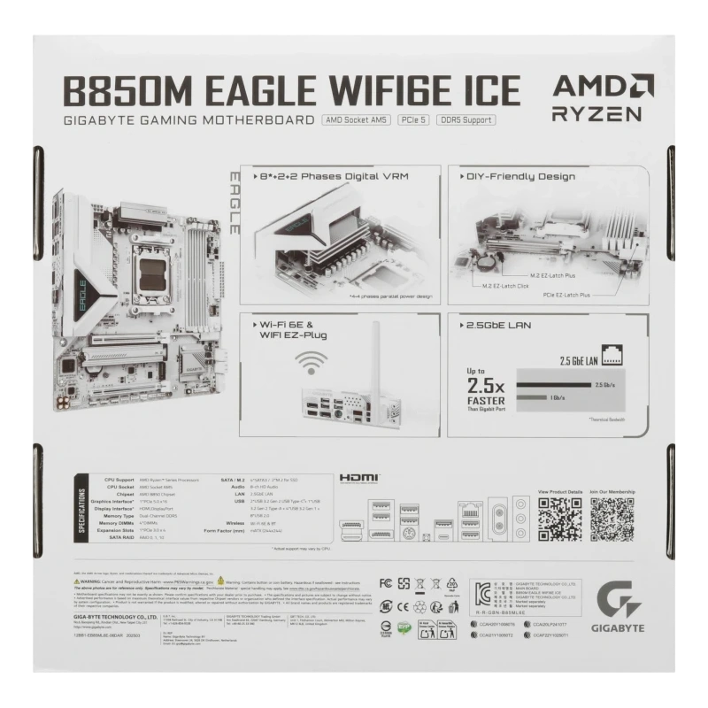 Материнская плата Gigabyte B850M EAGLE WIFI6E ICE