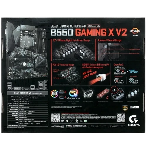 Материнская плата Gigabyte B550 GAMING X V2 диск с ПО, документация