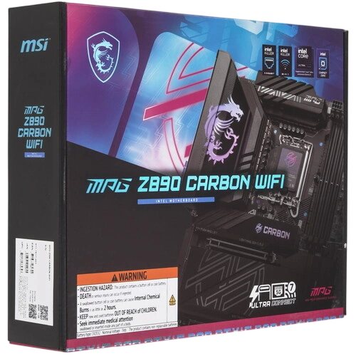 Материнская плата MSI MPG Z890 CARBON WIFI EZ M.2 Clip 2 Remover, антенна Wi-Fi, документация, крепеж для разъема M.2, разветвитель ARGB, удлинитель для ARGB, флешка с ПОещё